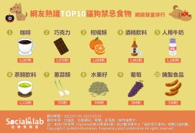 網友熱議TOP10貓狗禁忌食物 網路聲量排行